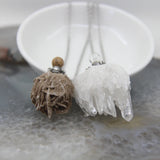 Selenite Desert Rose Crystal Cluster Quartz Rough Mineral Pendant