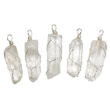 Natural Crystal Column Rough Stone Wire Wrap Pendant Necklace