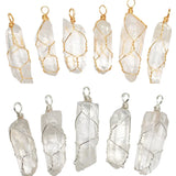Natural Crystal Column Rough Stone Wire Wrap Pendant Necklace