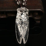 Natural Crystal Carved Cicada Jade Pendant Chalcedony Necklace