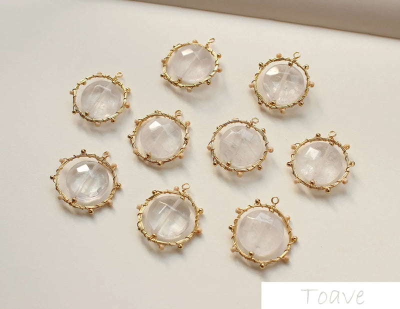 Natural Crystal Bead Copper Plated 18K Pendant DIY Materials