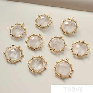 Natural Crystal Bead Copper Plated 18K Pendant DIY Materials