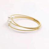 Natural Cultured Freshwater Pearl Bracelet Bangle Gold-color