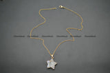 Druzy Agate Star Shape Pendant Necklace Woman Jewelry