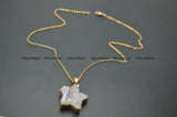 Druzy Agate Star Shape Pendant Necklace Woman Jewelry