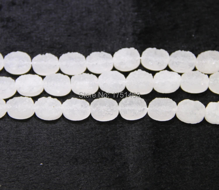 Druzy Face Oval Flat Beads Pendants, Drusy Stone Quartz Coin Slab Beads