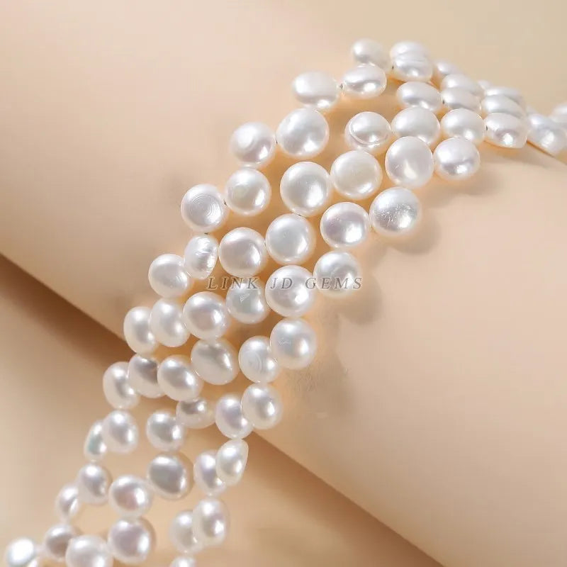 Natural Freshwater Pearl Bead Oblate Shape Loose Rondell Bead