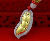 Natural A Jadeite 18K Lucky Bean Style Jade Pendant Necklace