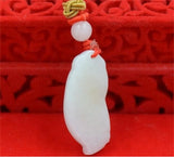 Natural A Jadeite 18K Lucky Bean Style Jade Pendant Necklace
