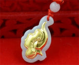 18K Solid Chinese Lucky RuYi Jade Pendant Necklace