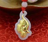 18K Solid Chinese Lucky RuYi Jade Pendant Necklace