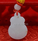 Natural A Jadeite Jade + 18K Chinese Fu Money Bag Pendant Necklace