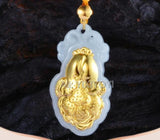 Natural A Jadeite Jade + 18K Solid Chinese Cabbage Amulet Pendant + Necklace