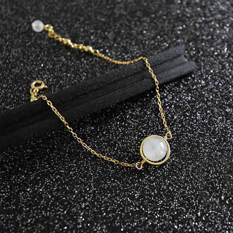 Moonstone Aquamarine Bracelet 925 Sterling Silver