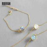 Moonstone Aquamarine Bracelet 925 Sterling Silver