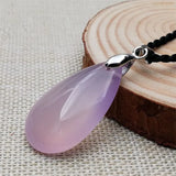 Green Agate Chalcedony Jade Water Drop Pendant Necklace Charm Jewelry
