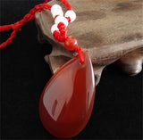 Green Agate Chalcedony Jade Water Drop Pendant Necklace Charm Jewelry