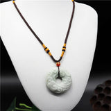 Green Jade Cloud Rune Pendant Necklace Charm Jewelry for Women Men