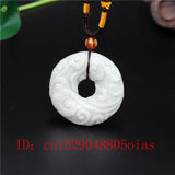 Green Jade Cloud Rune Pendant Necklace Charm Jewelry for Women Men