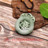 Natural Green Chinese Jade Dragon Pendant Necklace Charm Jewelry Amulet