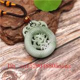 Natural Green Chinese Jade Dragon Pendant Necklace Charm Jewelry Amulet