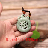 Natural Green Chinese Jade Dragon Pendant Necklace Charm Jewelry Amulet