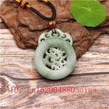 Natural Green Chinese Jade Dragon Pendant Necklace Charm Jewelry Amulet