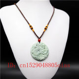 Green Chinese Jade Dragon Phoenix Pendant Necklace Charm