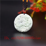 Green Chinese Jade Dragon Phoenix Pendant Necklace Charm