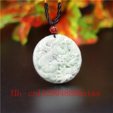 Green Chinese Jade Dragon Phoenix Pendant Necklace Charm