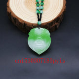 Green Jade Buddha Pendant Necklace Hand-Carved Jadeite Jewelry Amulet