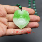 Green Jade Buddha Pendant Necklace Hand-Carved Jadeite Jewelry Amulet