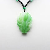 Green Jade Nine-Tailed Fox Pendant Necklace Hand-Carved Charm Jadeite Jewelry