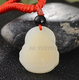 Natural HeTian Jade + 18K Buddha GuanYin Pendant Necklace Jewelry