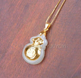 Hetian Jade 18K Gold Carved Money Bag Pendant Necklace