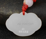 Hetian Jade + 18K Inlaid Lock Pendant + Rope Necklace