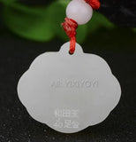 Hetian Jade 18K Fu Lock Pendant Necklace Fine Jewelry