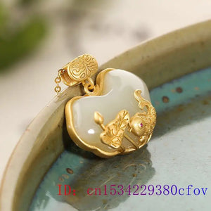 Hetian Jade Carp Pendant Women Amulet Fish Necklace Chalcedony 925 Silver