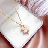 Hetian Jade Clover Pendant Necklace 925 Silver Chalcedony Amulet