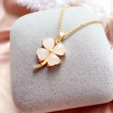 Hetian Jade Clover Pendant Necklace 925 Silver Chalcedony Amulet