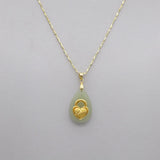 Hetian Jade Necklace 24k Heart Lock Pendant Jewelry with Box Bag