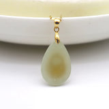 Hetian Jade Necklace 24k Heart Lock Pendant Jewelry with Box Bag