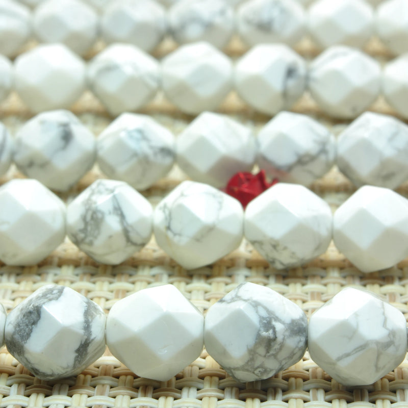 Howlite Diamond Faceted Round Beads Gemstone Bracelet Necklace