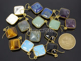 Howlite Diagonal Square Pendant Hook Earrings Set 5 Pairs/Pack