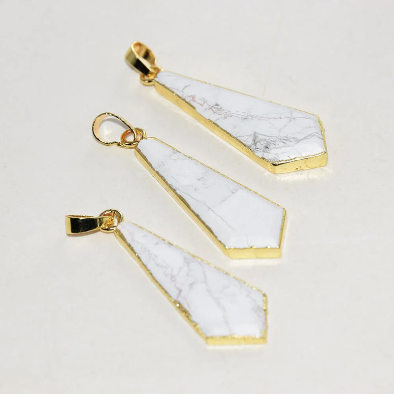 Natural Howlite Stone Necklace for Women Charms Jewelry Long Plating