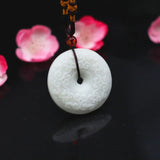 Jade Clouds Pendant Necklace Double-sided Carved Charm Jewelry Gift