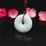 Jade Clouds Pendant Necklace Double-sided Carved Charm Jewelry Gift