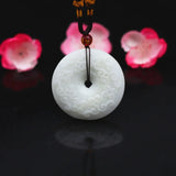 Jade Clouds Pendant Necklace Double-sided Carved Charm Jewelry Gift