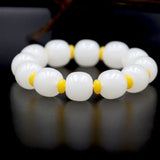 Natural Jade Beads Bracelet Adjustable Chinese Hand-Carved Charm Jewelry