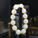 Natural Jade Beads Bracelet Adjustable Chinese Hand-Carved Charm Jewelry